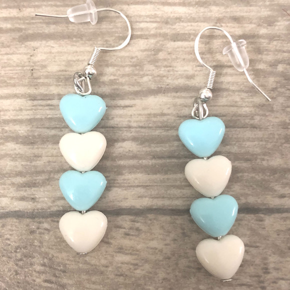 Handmade Heart Dangle Beaded Earrings - Set of 3 - Picture 5 of 6